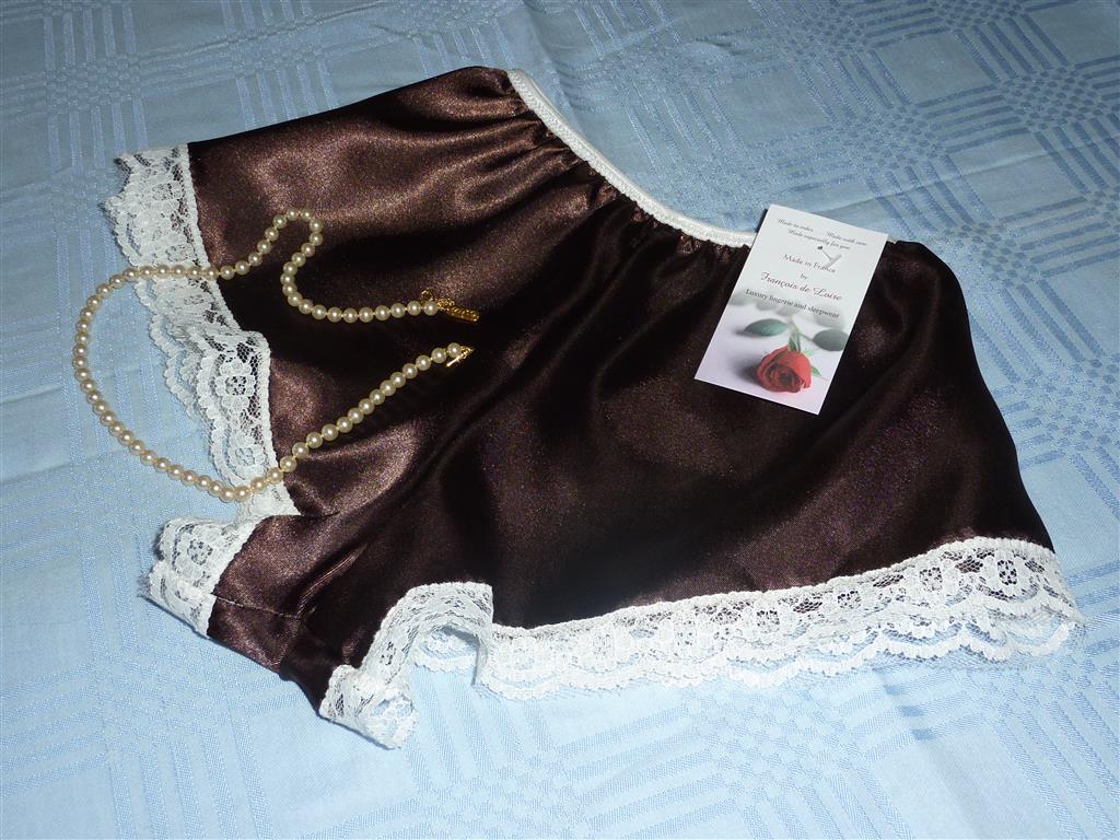 Chocolate brown satin Classic French knickers
